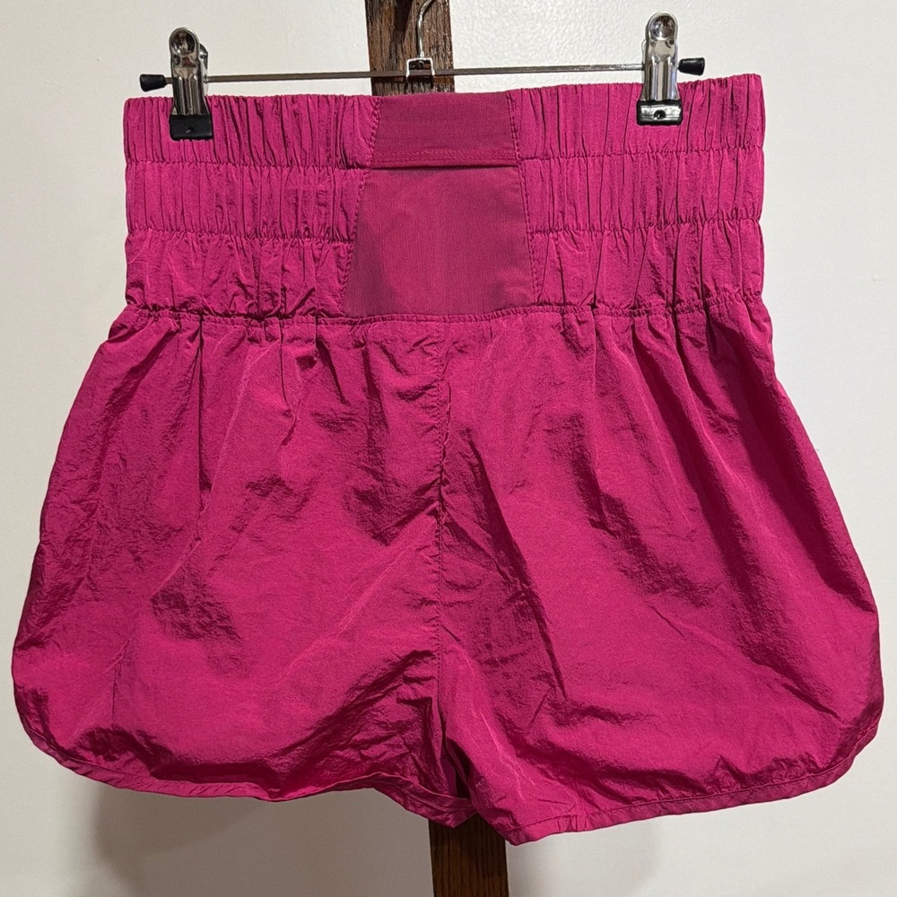 Free People FP Movement The Way Home Shorts Magenta Pink Smocked High Rise M Gym